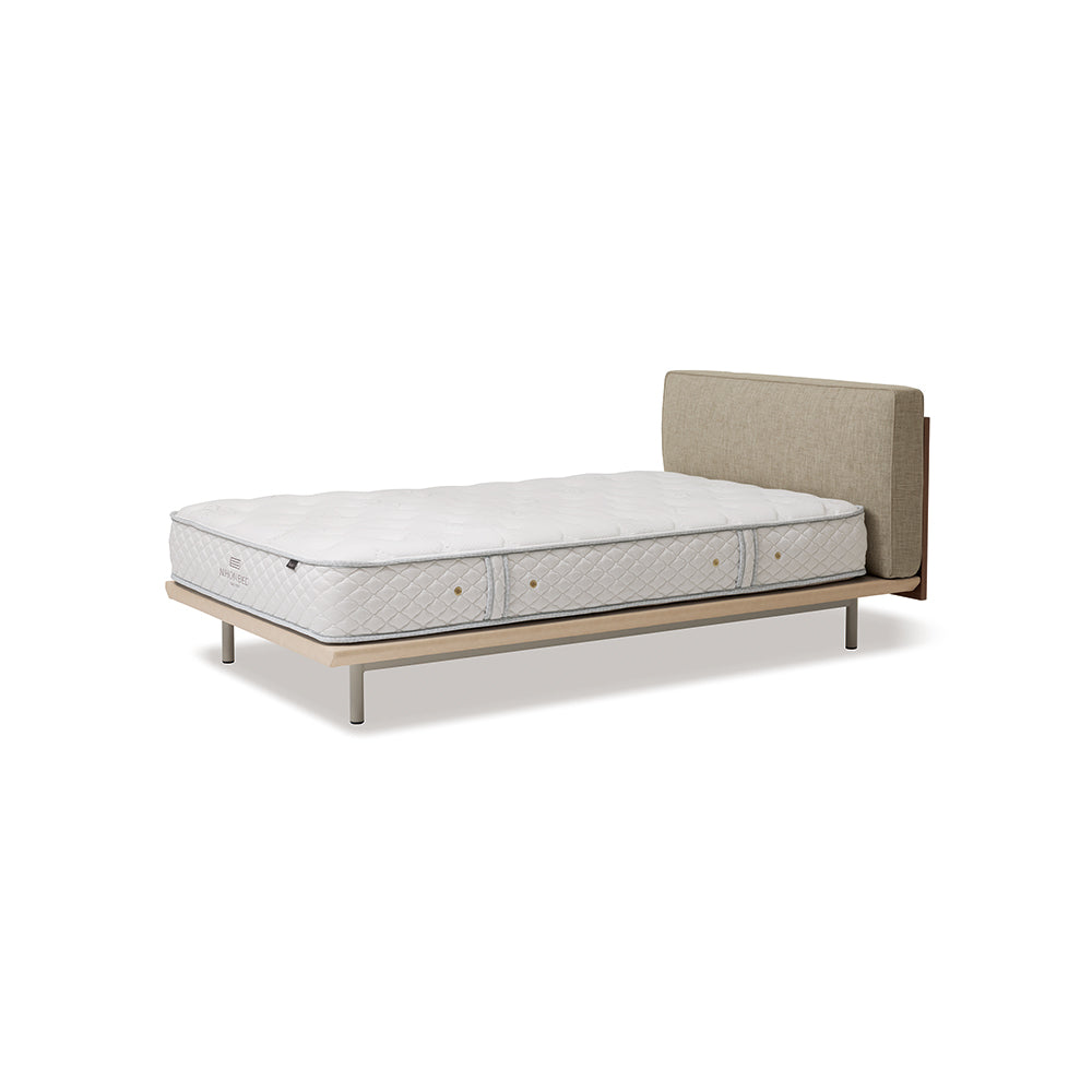 Semi-double / Beige Fabric Cushion + Ivory Bed Base + Walnut