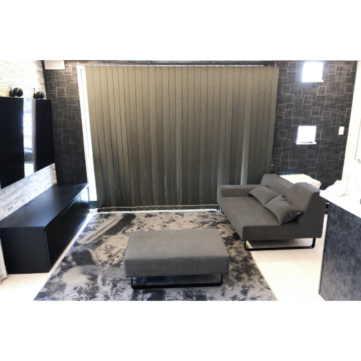 SIESTA Set: 2-seater short, Stool Large, 2pcs 60x30 cushions / Group-4 / HU series / Dark Gray