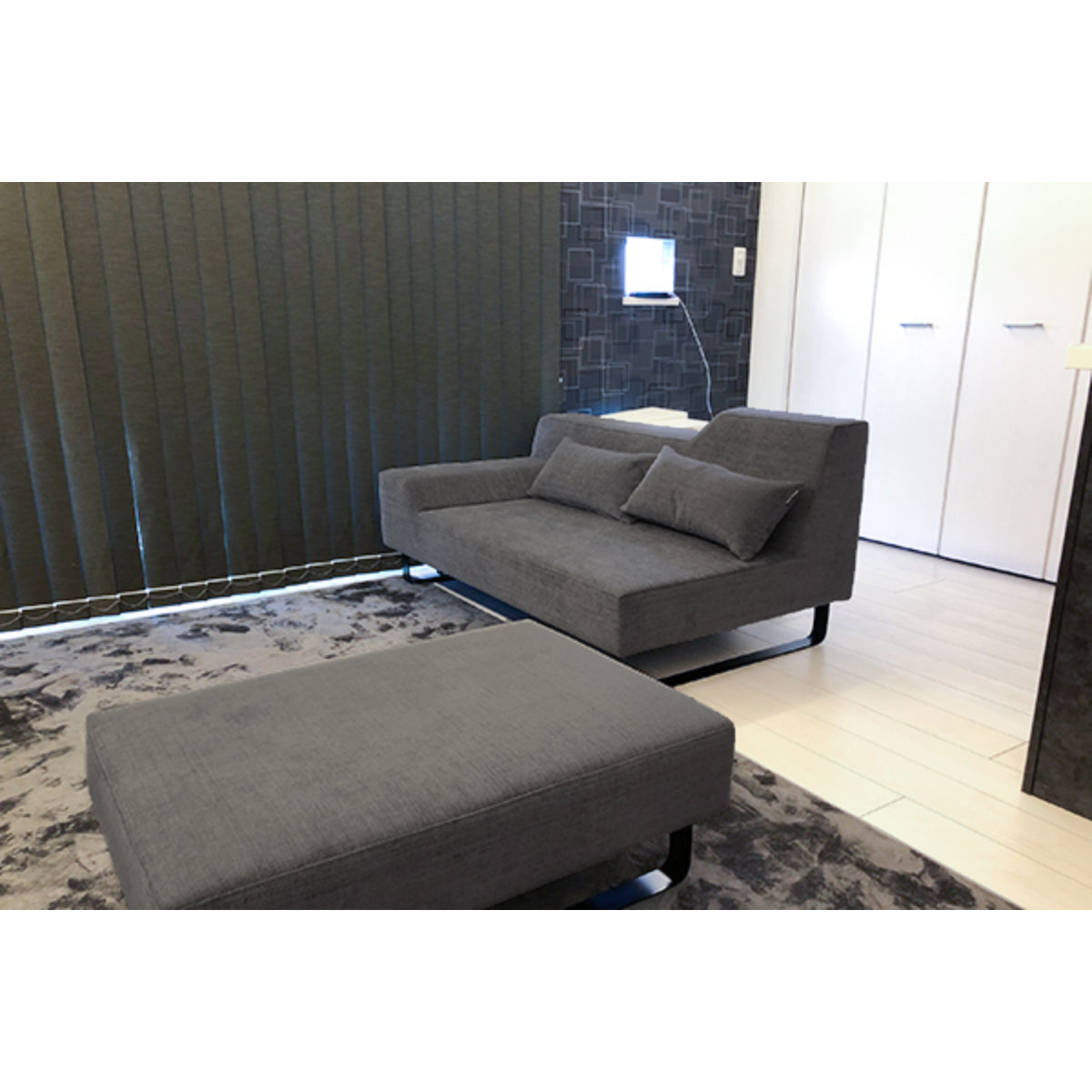 SIESTA Set: 2-seater short, Stool Large, 2pcs 60x30 cushions / Group-4 / HU series / Dark Gray