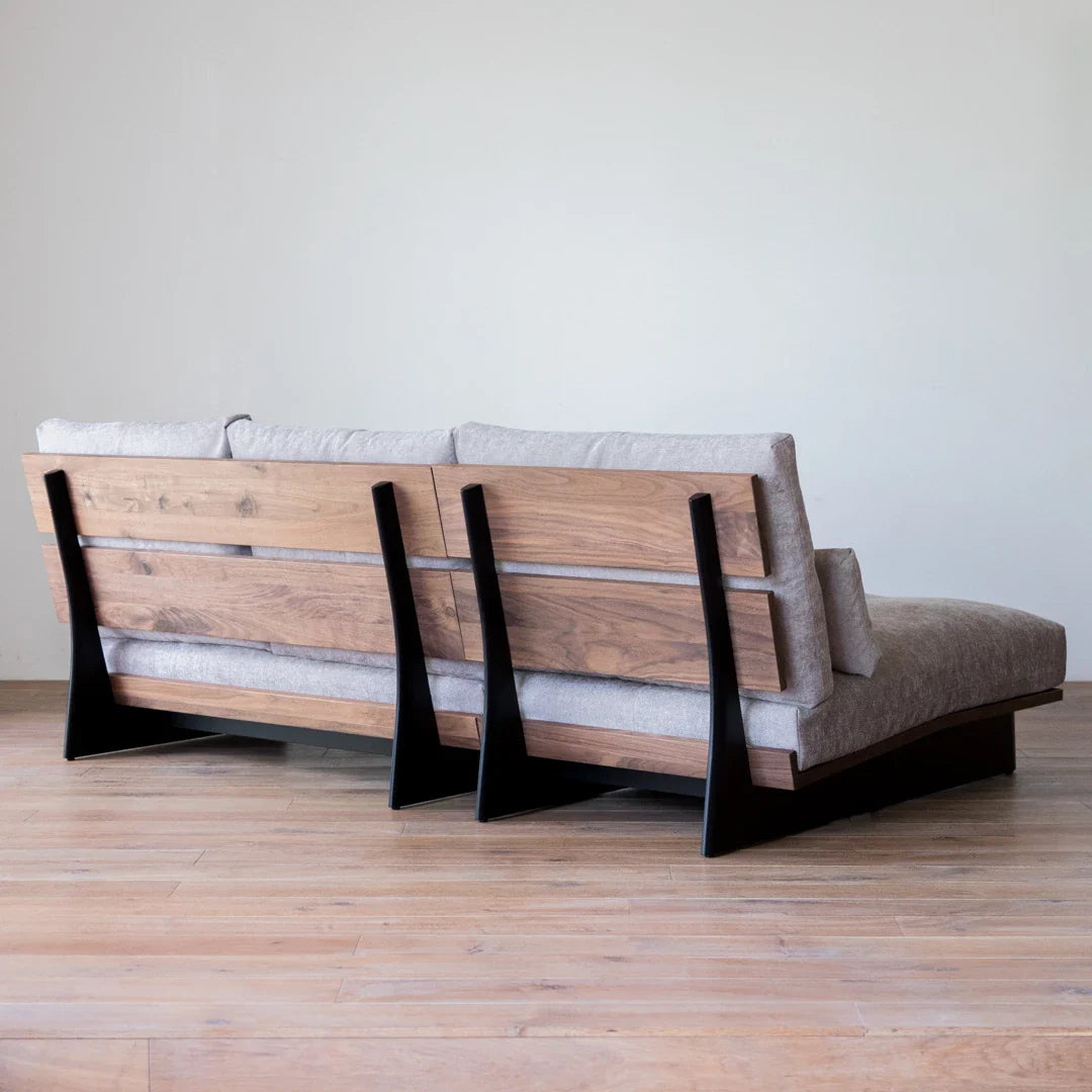 VERITA Sofa 140 + Chaise Longue 084 in Walnut / Rank C Panama 902