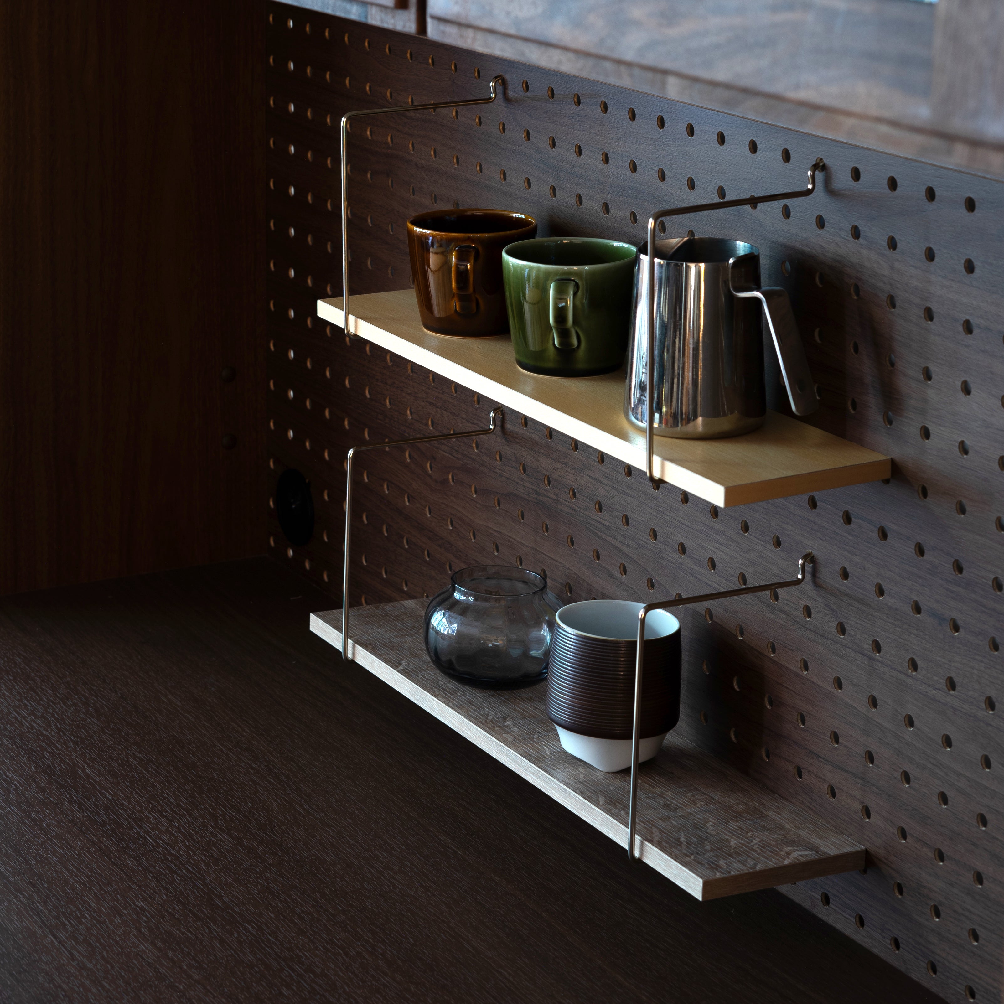 Top: Natural Wood Shelf, Bottom: Walnut Wood Shelf