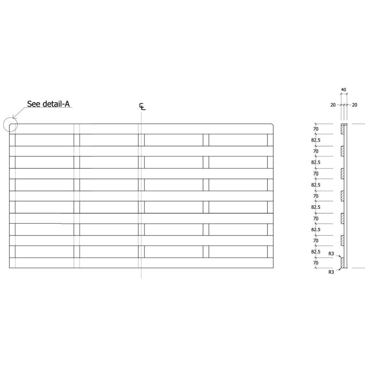 General Dimension of Slatted Board