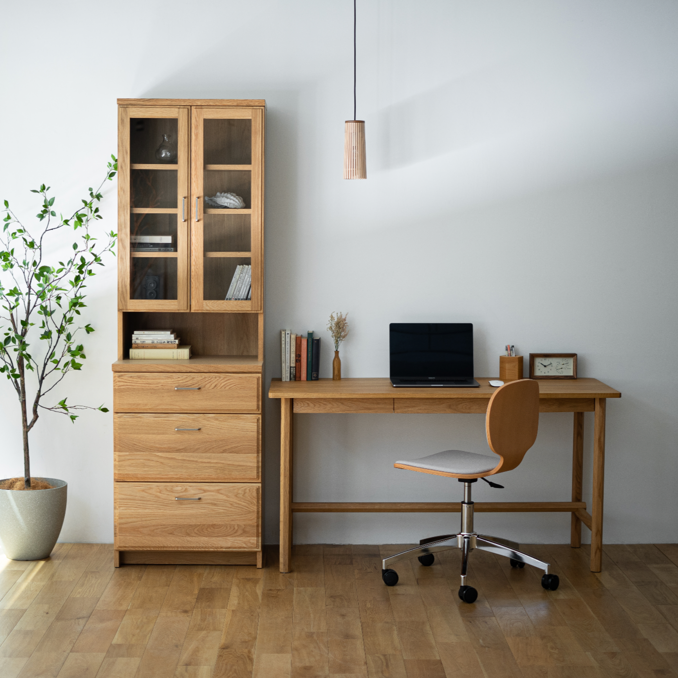 Oak/W60 Open Top/Clear Glass/Silver Handle