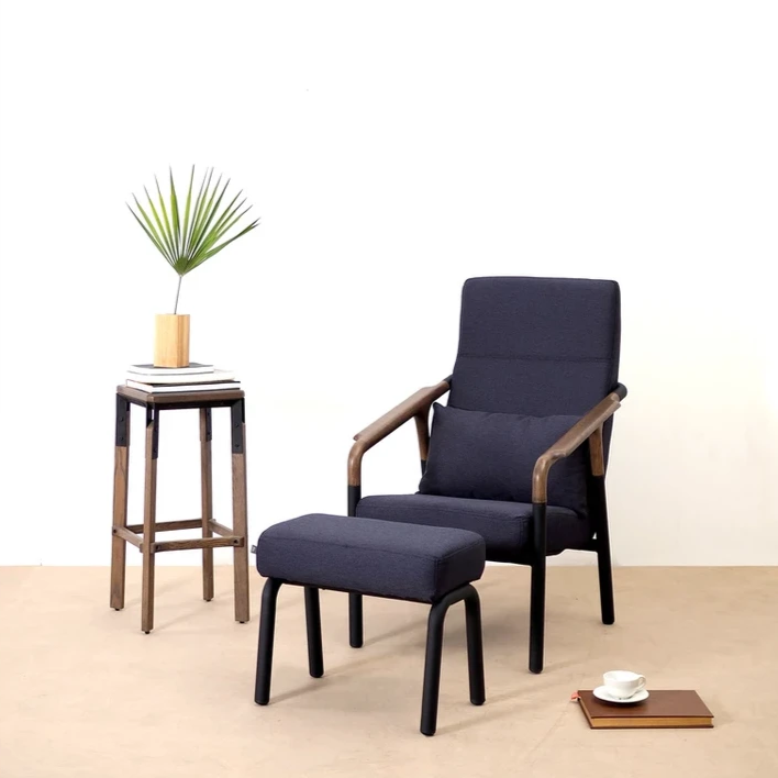 1P/Dyed Walnut/Fabric Dark Blue