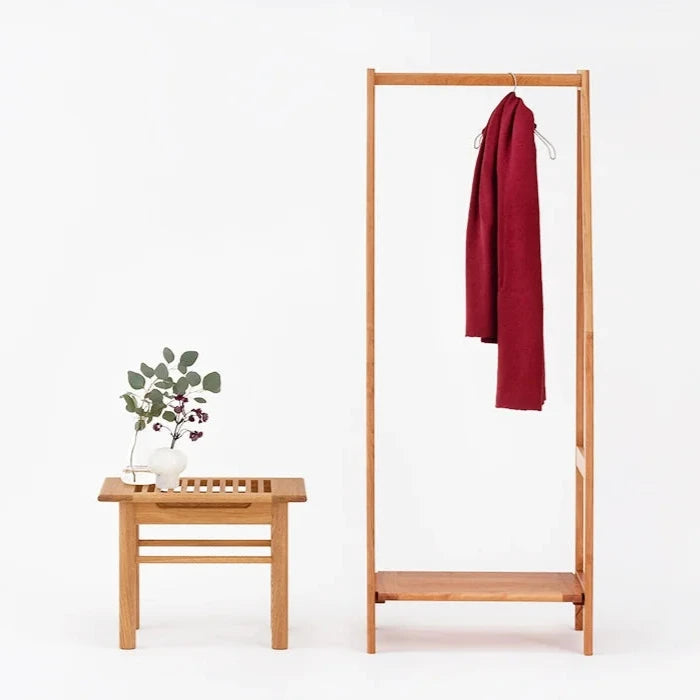 Stool in Oak. Hanger in Cherry.