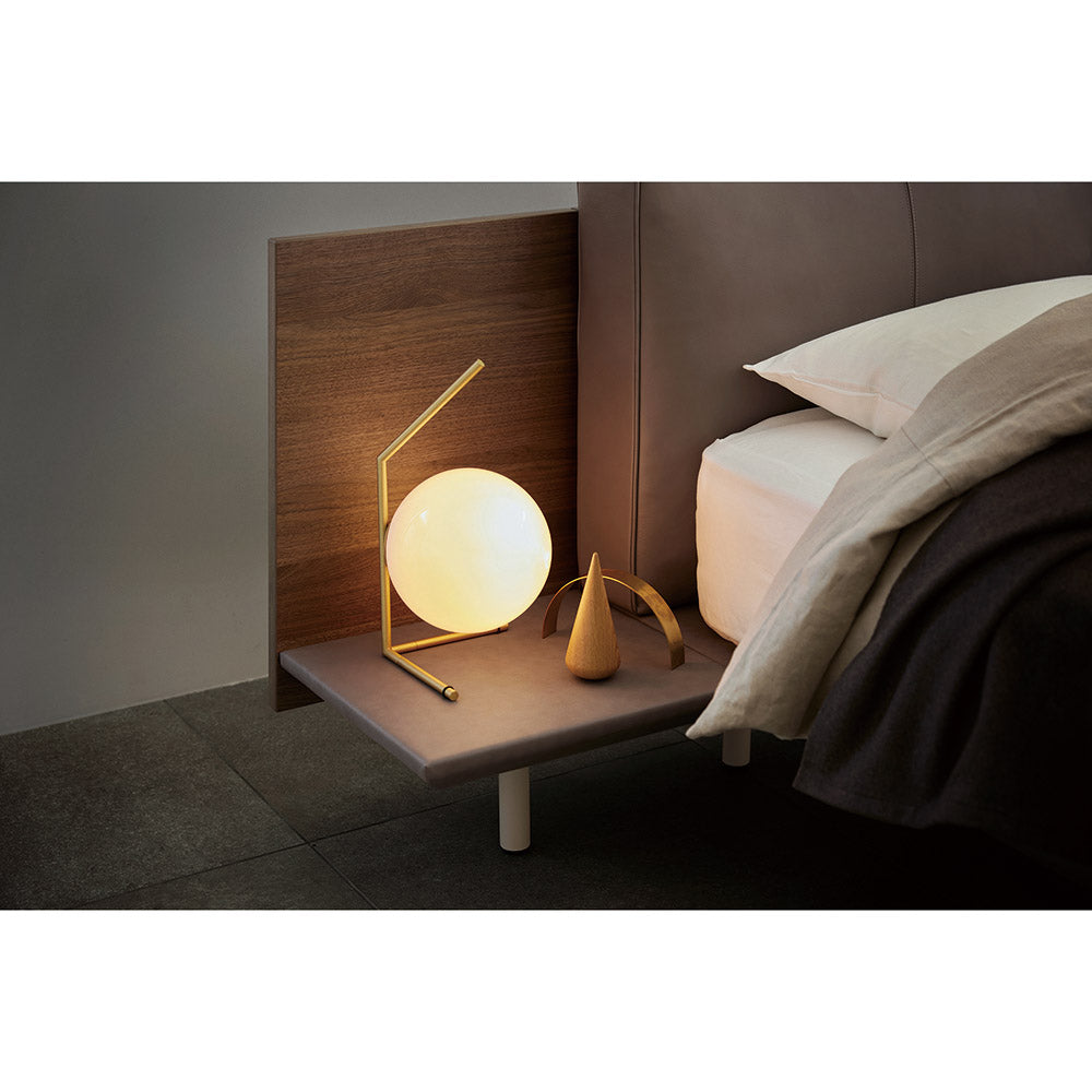 Queen / Greige Leather Cushion + Greige Bed Base + Walnut / with Night Stand (extra items)