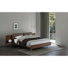 ** extra items: Night Stand & Foot Board / Queen / Greige Leather Cushion + Greige Bed Base + Walnut / 