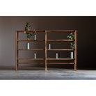 W1790 - 4 Layers / With Ceramic Vase & Bookends / Natural Suar